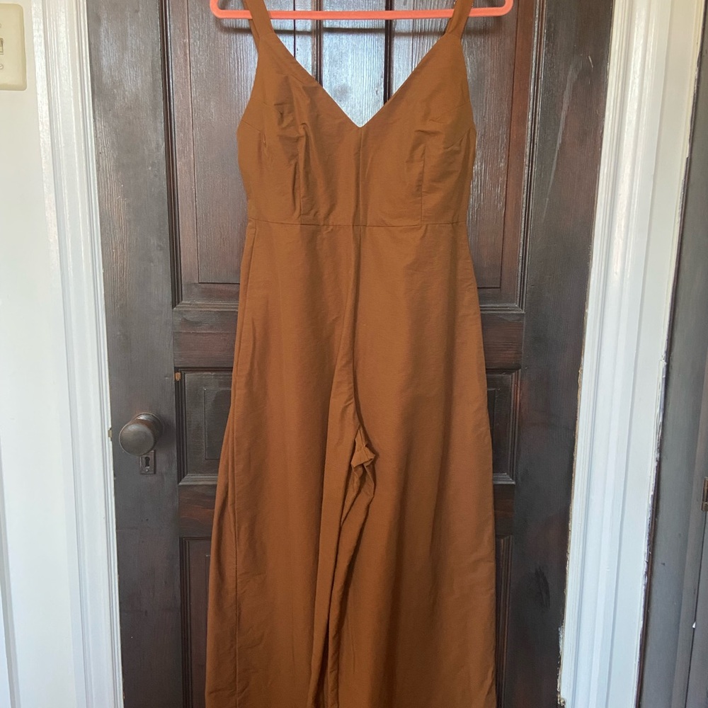 Ali Golden Grosgrain Jumpsuit, Size Large
